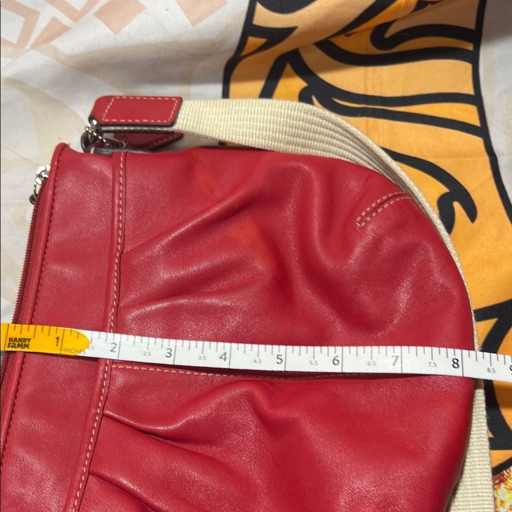 Coach Red Leather Pleated Swingpack Crossbody Bag - Picture 13 of 13
